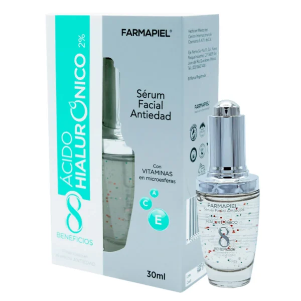 Sérum Facial Ácido Hialurónico, hidratación profunda que disminuye arrugas y aporta luminosidad 30ml.