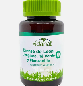 Diente De León, Jengibre, Té Verde Y Manzanilla 60 Cáps.